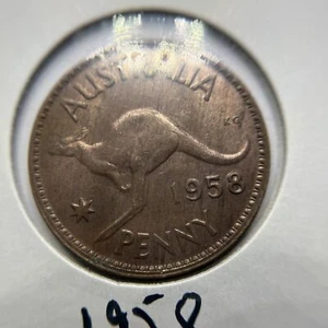 1958 Penny Coin - Choice Uncirculated - Elizabeth II Predecimal Australia - Picture 1 of 2