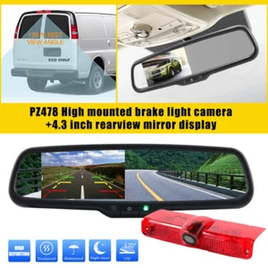 4.3" Mirror Car Monitor Brake Light Reverse Backup Camera Kit for Chevy Express - Picture 1 of 17