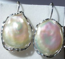 Large,Never worn 925 Sterling Silver and Large Pearl Earrings.