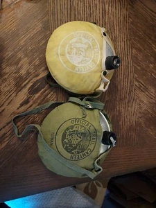 Vintage Official Trail Canteen W/ Covers Aluminum Yellow/Green Made in Taiwan - Picture 1 of 8