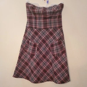 Speechless Size 11 Juniors Plaid Dress Red Gray Strapless Grunge Academia Y2K - Picture 1 of 9