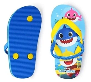 BABY SHARK w/ DADDY & MOMMY Boys Flip Flops Beach Sandals Toddler's Sz. 9-10 NWT - Picture 1 of 3