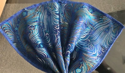 Peacock Feather Inspired Dining Table Linens BROCADE Viscose Fabric Set of 6 USA - Image 1 of 4