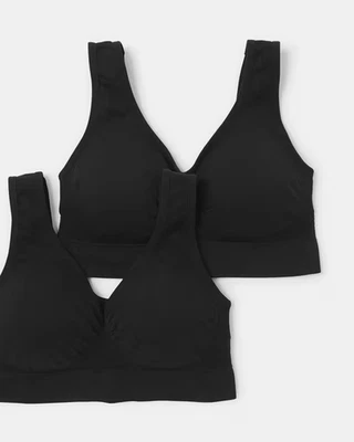 2 Pack Wirefree Seamfree Crop Bra Women’s Comfort Pull-On Sizes 8-20 - image 1 of 4