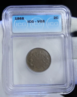 1868 US 2 Cent Piece ICG VG8 - Image 1 of 4