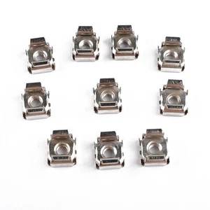 10Pcs Metal Nickel Plated Square Hole Cage Nuts & Screws For Server Rack Cabinet - Photo 1/12