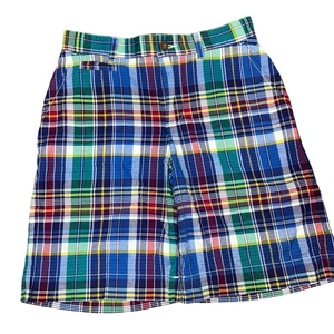 Ralph Lauren preppy plaid blue multicolor chino boys shorts size 12 - Picture 1 of 6