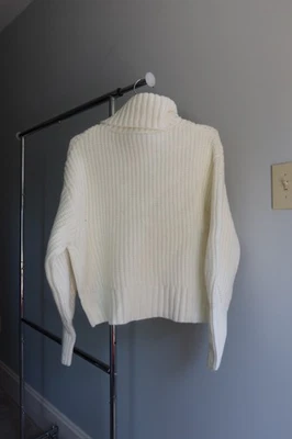 Elie Tahari 象牙色罗纹毛衣 全新带标签 M 羊毛 EH424196 冬季 秋季 正品 — 第 1/4 张图片