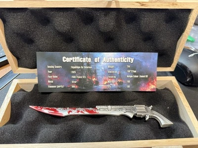 2025 2 Oz .999 Silver Cameroon Bloody Gunblade Antiqued W/Blood Only 100 Minted! - Image 1 of 4