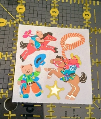 Vintage Stickers Sandylion Bears Rodeo Horses Sticker Mod Foil Mylar  - Image 1 of 3