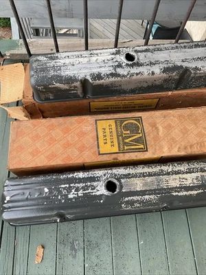 1954-1962 Pair Chevy Impala Belair 235 261 Valve Cover Nomad 6 Cylinder NOS - Image 1 of 4