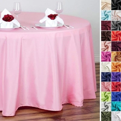 120-Inch Polyester Round Tablecloth Decoration Supplies Dinner Wedding Linens - Image 1 of 2