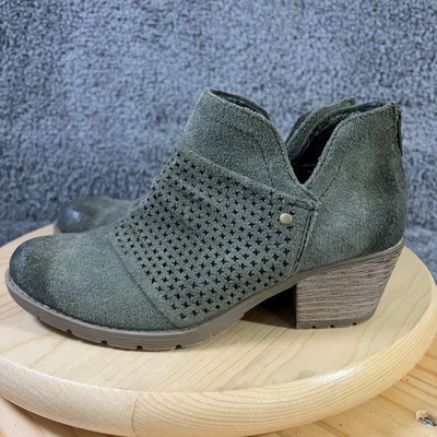 Botas femininas Earth Origins Amanda tamanho 6.5 camurça verde salto bloco tornozelo - Imagem 1 de 4