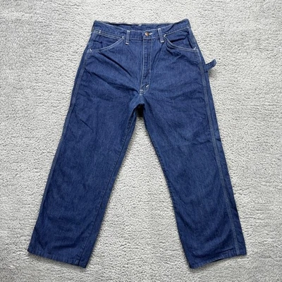 VTG DEECEE Jeans Mens 32x32 Hemmed 27" Denim Carpenter Work USA 80s Scovill Zip - Image 1 of 4