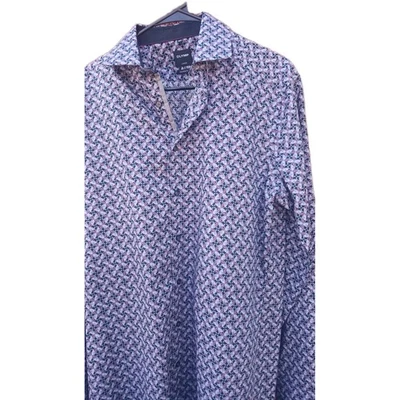 OLYMP LUXOR Modern Fit 15.75 Neck Sz 40 Purple LS Mens Geomtric Arrows Circles - Image 1 of 3