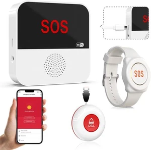 WiFi Rechargeable Caregiver Pager Call Button Life Alert System for Seniors, ... - Picture 1 of 9