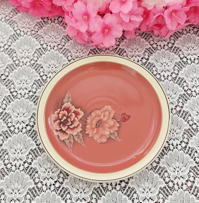 4pc Vintage Denby Damask Pink Floral Stoneware Salad Plates Set England - Image 1 of 4