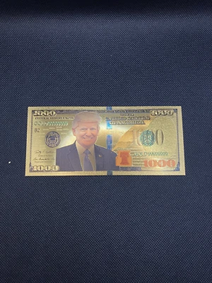 GOLD Foil US DONALD TRUMP $1000 Dollar Bill  Collectible --Non Currency-- - Image 1 of 4