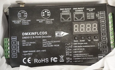 NEW Acolyte DMX 512 & RDM Decoder Digital Lighting Control DMXINFLCD5 5 Channel - Image 1 of 2