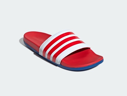 Nuovo Adidas Uomo Schiuma Adilette Comfort Slides US 7 Rosso Bianco Blu EG1853