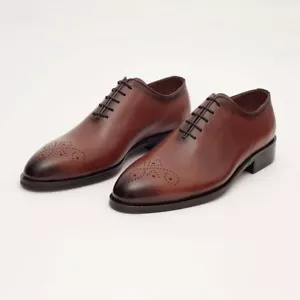 Zapatos de vestir Ariston de cuero Oxford de corte completo de coñac liso para hombre - Imagen 1 de 5