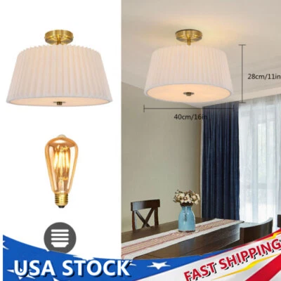 Luz de techo de montaje semi-al ras Mental 16 pulgadas blanca pantalla de tambor Foto 1 de 4