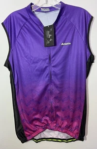 Aogda Womens Cycling Jersey XL Short Cap Sleeves Bright Pink Purple Gradient NWT - Picture 1 of 8