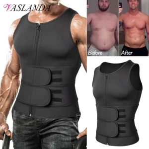 Men's Sauna Suit Sweat Vest Tank Top Neoprene T-Shirt Waist Trainer Body Shaper - Picture 1 of 16