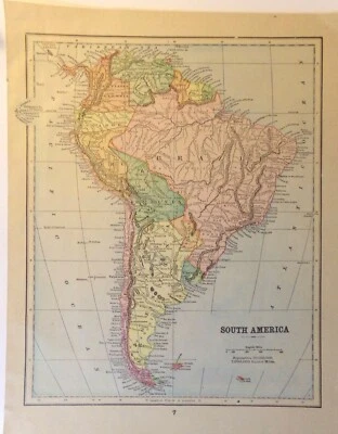 Mapa de Maine y América del Sur de 1894 del incomparable Atlas del mundo de colección Foto 1 de 4