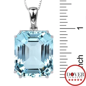 GIA 48.00ct Blue Aquamarine 18K White Gold Large Dangle Pendant 18.5 gr NR - Picture 1 of 6