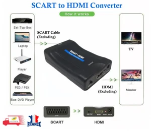 SCART Péritel vers HDMI Convertisseur HD TV Vidéo Audio Adaptateur +USB Câble - Imagen 1 de 7