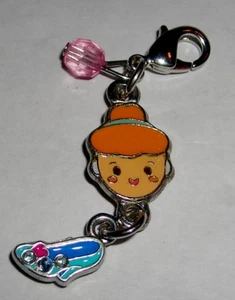 DISNEY CINDERELLA EMOJI WITH SLIPPER PINK STONE LOBSTER CLASP BRACELET CHARM - Picture 1 of 1