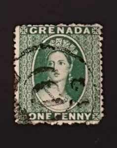 Grenada 1863-71 QV 1d Green SG4a WM Small Star sideways P14 Used. - Picture 1 of 2