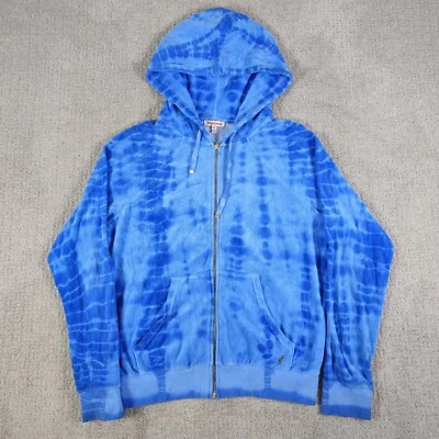 Vintage Juicy Couture Hoodie Medium Tie Dye Velvet Velour Track Jacket Y2K Soft - Image 1 of 4