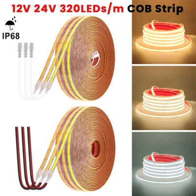 12V 24V COB LED Stripe Wasserdicht IP68 Leiste Streifen Selbstklebend 320Leds/m - Bild 1 von 4
