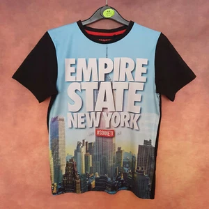 Boys SONNETI Empire State New York Black/Blue Mix T-shirt Top Age 10-12 Years - Picture 1 of 7