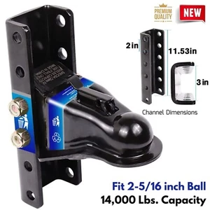 Adjustable Trailer Coupler 2-5/16'' Hitch Ball 5-Position Channel Bracket Mount - Picture 1 of 4