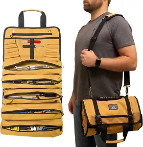 Borsa arrotolabile per attrezzi - tela resistente 18 oz - borsa rotolo attrezzi moto con 17 - Foto 1 di 9