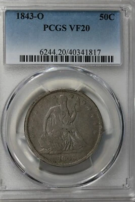 1843 O 50C PCGS VF 20       Liberty Seated Half Dollar - Image 1 of 2