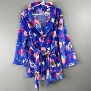 Jojo Siwa Girls 4 / 5 Luxe Plush Pajama Robe Purple Bow Pockets Waist Tie Bath - Picture 1 of 12