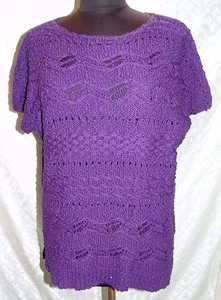Chicos 3 XL 16 Womens Purple Loose Woven Sweater Short Sleeve - Picture 1 of 6