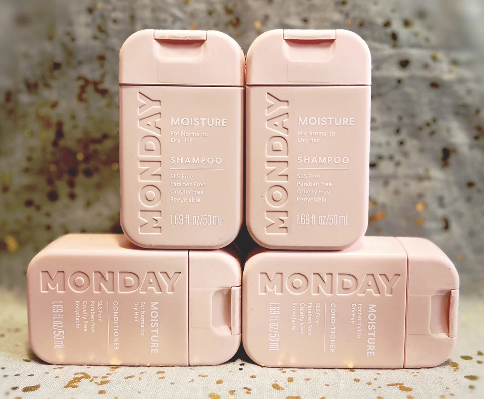 Monday~Moisture~Shampoo & Conditioner Haircare Duos~1.69oz/50ml~Travel Size~NWOB - Image 1 of 1