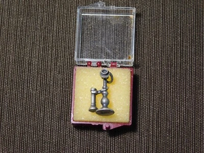 VINTAGE  STERLING SILVER MINI TELEPHONE CHARM - Image 1 of 4