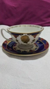Royal Worcester's Queen Elizabeth Anniversary Commemorative Teacup and Saucer - Picture 1 of 6