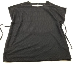 Mario Serrani Swim Cover Up Top Women’s Large L Black Short Sleeves Tunic Sheer - Picture 1 of 10