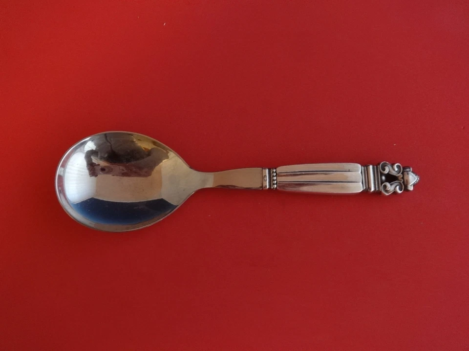 Colher para servir salada de prata esterlina Acorn by Georg Jensen HH com aço inoxidável 7 7/8" - Imagem 1 de 1