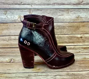 BED|STU Womens Maroon Leather Point Toe Isla Ankle Boots 6 - Picture 1 of 11