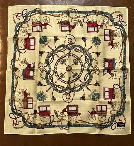 Celine Paris Catena Carrozza Nuova Mini Sciarpa Cotone Capelli Cravatta Borsa Donna
