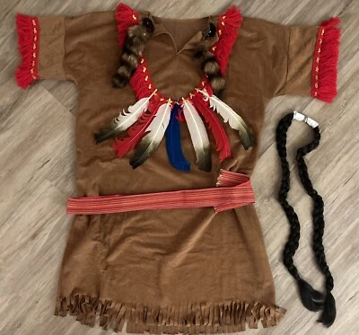 Vintage Native American Western Show Costume Realistic Fringe Dress W/ Hair Belt - Image 1 of 4