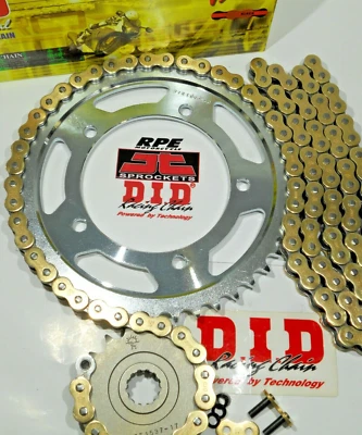 Honda CBR600RR 2007-2023 DID 525 VX3 ORO CADENA DE ACELERACIÓN RÁPIDA Y PIÑONES Foto 1 de 4